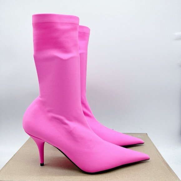 Balenciaga Knife Barbie Pink Pointed Toe Sock Boots Booties EU 37.5 US 7.5 $1290 - Picture 2 of 12